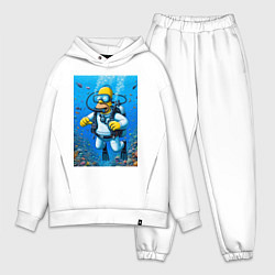Мужской костюм оверсайз Homer diving - ai art fantasy, цвет: белый