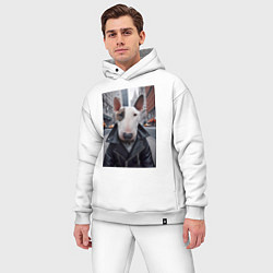 Мужской костюм оверсайз Булли на своём районе - нейроарт, цвет: белый — фото 2