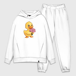 Мужской костюм оверсайз Желтая уточка с букетом роз