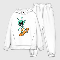 Мужской костюм оверсайз Инопланетянин на скейтборде, цвет: белый