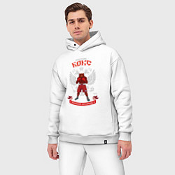 Мужской костюм оверсайз Россия Медведь бокс, цвет: белый — фото 2