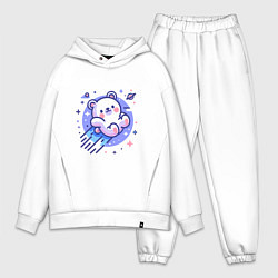Мужской костюм оверсайз Кавайный мишка-комета, цвет: белый