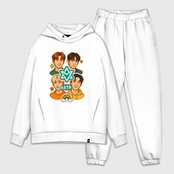 Мужской костюм оверсайз Astro в виде стикеров, цвет: белый