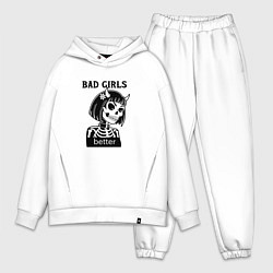 Мужской костюм оверсайз Девочка скелет, цвет: белый