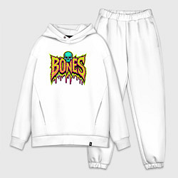 Мужской костюм оверсайз Bones стекающая краска, цвет: белый