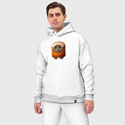 Мужской костюм оверсайз Кот в хлебе, цвет: белый — фото 2