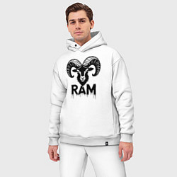 Мужской костюм оверсайз Черный баран с рогами, цвет: белый — фото 2