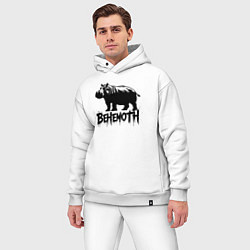 Мужской костюм оверсайз Бегемот в стиле граффити, цвет: белый — фото 2