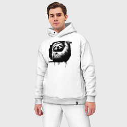 Мужской костюм оверсайз Ленивец в черном штрихе, цвет: белый — фото 2