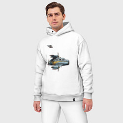 Мужской костюм оверсайз Летающее такси ретрофутуризм, цвет: белый — фото 2