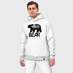 Мужской костюм оверсайз Черный медведь с полосами, цвет: белый — фото 2