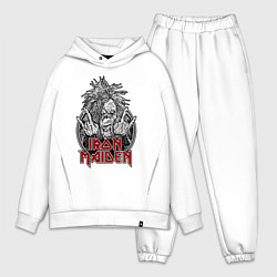 Мужской костюм оверсайз Iron Maiden head with hands, цвет: белый