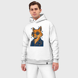 Мужской костюм оверсайз Лиса в очках, цвет: белый — фото 2