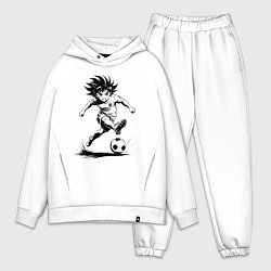 Мужской костюм оверсайз Футбольная атака аниме, цвет: белый