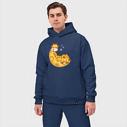 Мужской костюм оверсайз Спящий жираф на луне, цвет: тёмно-синий — фото 2