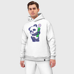 Мужской костюм оверсайз Бабмуковая милая панда, цвет: белый — фото 2