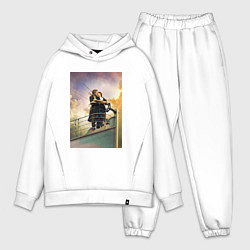 Мужской костюм оверсайз Влюблённые на Титанике, цвет: белый