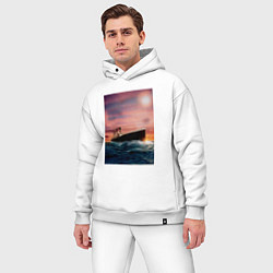 Мужской костюм оверсайз Титаник в океане, цвет: белый — фото 2