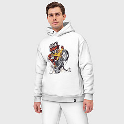 Мужской костюм оверсайз Крутой Санта на мотоцикле, цвет: белый — фото 2