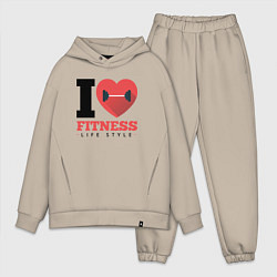 Мужской костюм оверсайз I love Fitness, цвет: миндальный