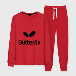 Костюм хлопковый мужской Butterfly Logo, цвет: красный