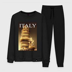 Костюм хлопковый мужской Leaning tower of Pisa, цвет: черный