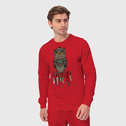 Костюм хлопковый мужской Сова-шаман, цвет: красный — фото 2