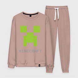 Костюм хлопковый мужской Minecraft logo grey, цвет: пыльно-розовый
