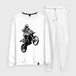 Костюм хлопковый мужской Мотокросс, цвет: белый