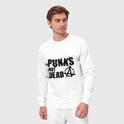 Костюм хлопковый мужской Punks not dead, цвет: белый — фото 2