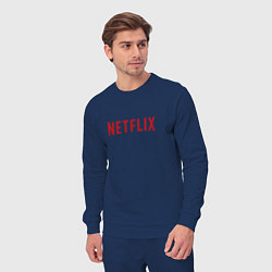 Костюм хлопковый мужской Netflix, цвет: тёмно-синий — фото 2