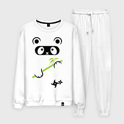 Костюм хлопковый мужской Panda ninja, цвет: белый