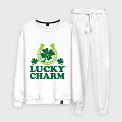 Костюм хлопковый мужской Lucky charm - подкова, цвет: белый