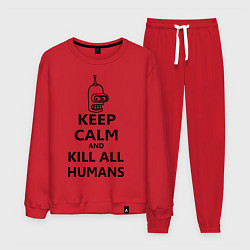 Костюм хлопковый мужской Keep Calm & Kill All Humans, цвет: красный