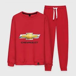 Костюм хлопковый мужской Chevrolet логотип, цвет: красный