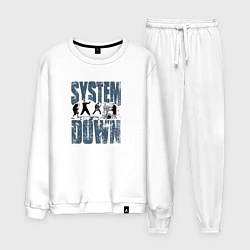 Костюм хлопковый мужской System of a Down большое лого, цвет: белый