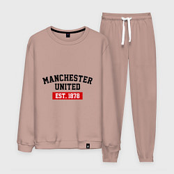 Костюм хлопковый мужской FC Manchester United Est. 1878, цвет: пыльно-розовый