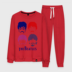Костюм хлопковый мужской The Beatles faces, цвет: красный