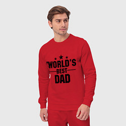 Костюм хлопковый мужской Worlds best DADDY, цвет: красный — фото 2