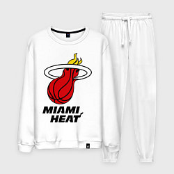 Костюм хлопковый мужской Miami Heat-logo, цвет: белый