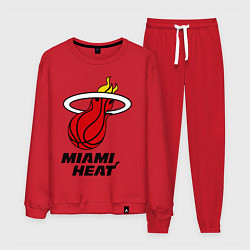 Костюм хлопковый мужской Miami Heat-logo, цвет: красный