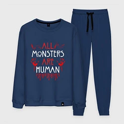 Костюм хлопковый мужской ALL MONSTERS ARE HUMAN, цвет: тёмно-синий