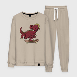 Костюм хлопковый мужской Динозавр, цвет: миндальный