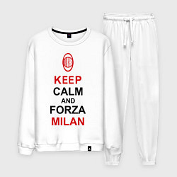 Костюм хлопковый мужской Keep Calm & Forza Milan, цвет: белый