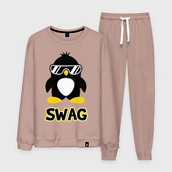 Костюм хлопковый мужской SWAG Penguin, цвет: пыльно-розовый