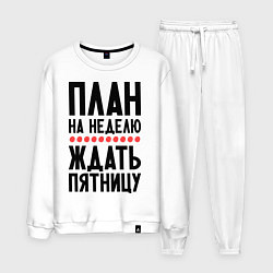 Костюм хлопковый мужской План на неделю, цвет: белый