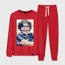 Костюм хлопковый мужской Keep Calm & Love Harry Styles, цвет: красный