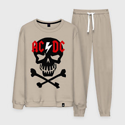 Костюм хлопковый мужской AC/DC Skull, цвет: миндальный