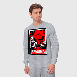 Костюм хлопковый мужской Cyberpunk 2077: Samurai Poster, цвет: меланж — фото 2