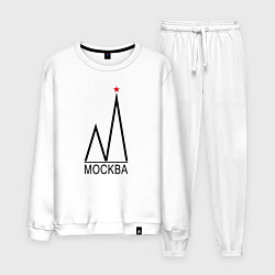 Костюм хлопковый мужской Москва-чёрный логотип-2, цвет: белый